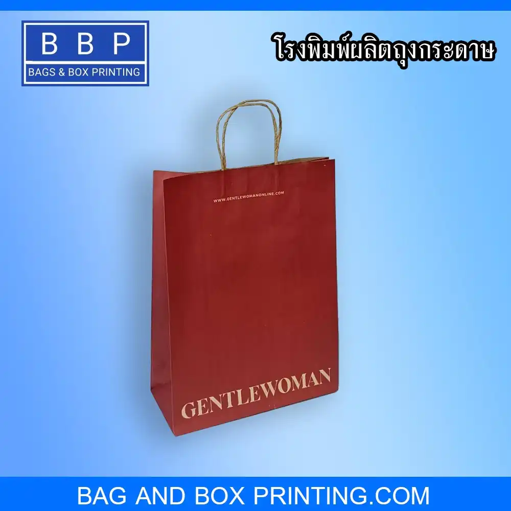 ถุงกระดาษ คราฟท์ หูเกลียวแบบแปะ ถุงสำหรับใส่เสื้อผ้า